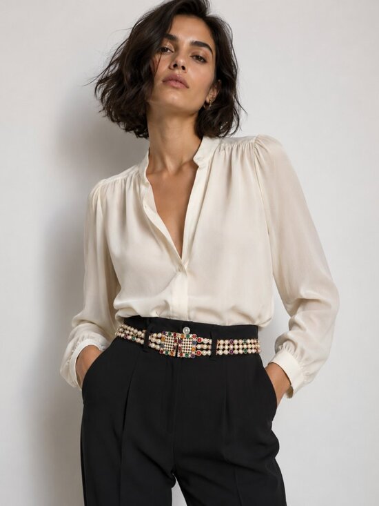 Luxury Pearl & Rhinestone High-Waist Belt – XS – Colorful Jeweled Couture Style